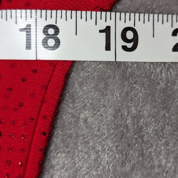 Calvin Klein red sequin scoop neck split bell sleeve red belted dress - Picture 11 of 16